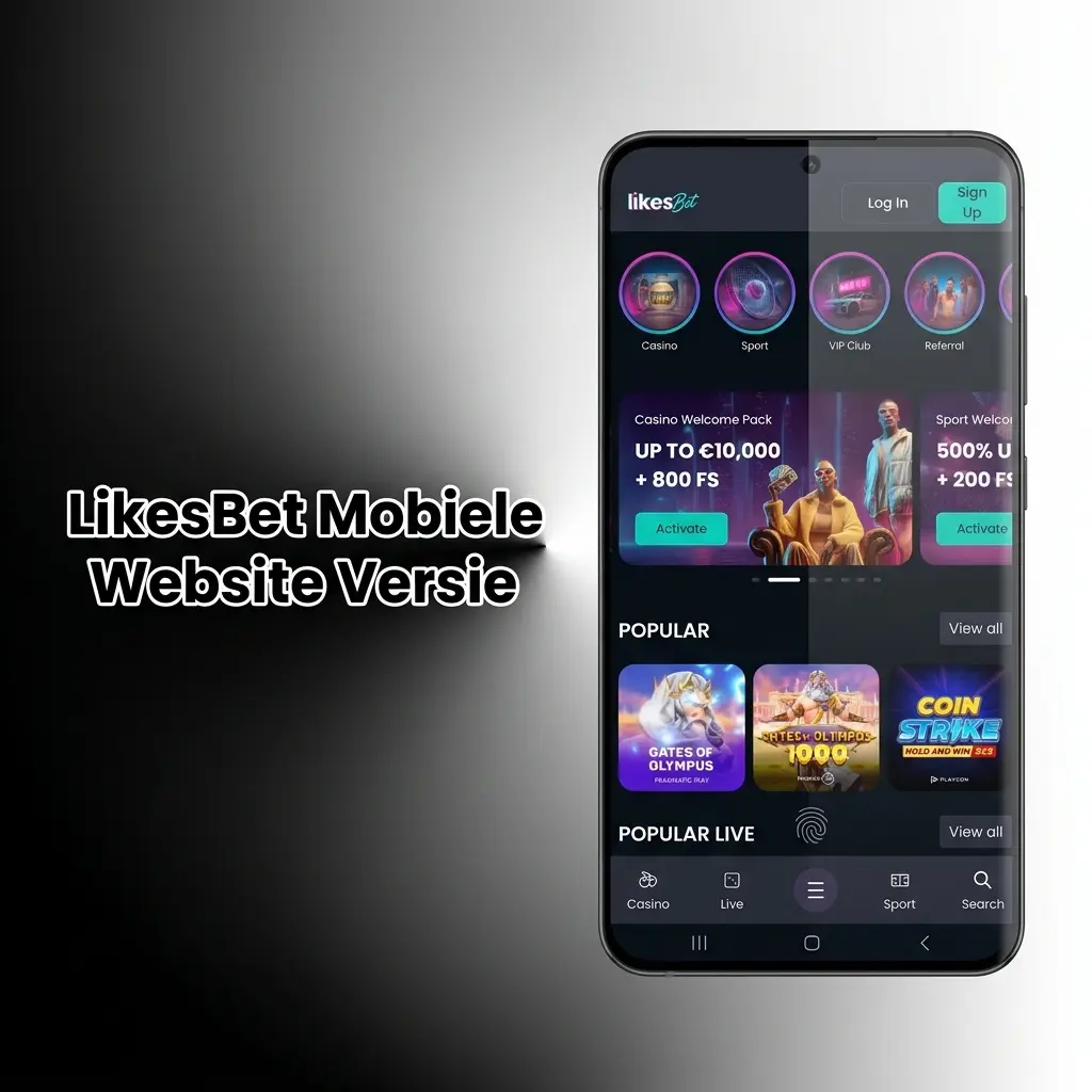 LikesBet mobiele website op smartphone