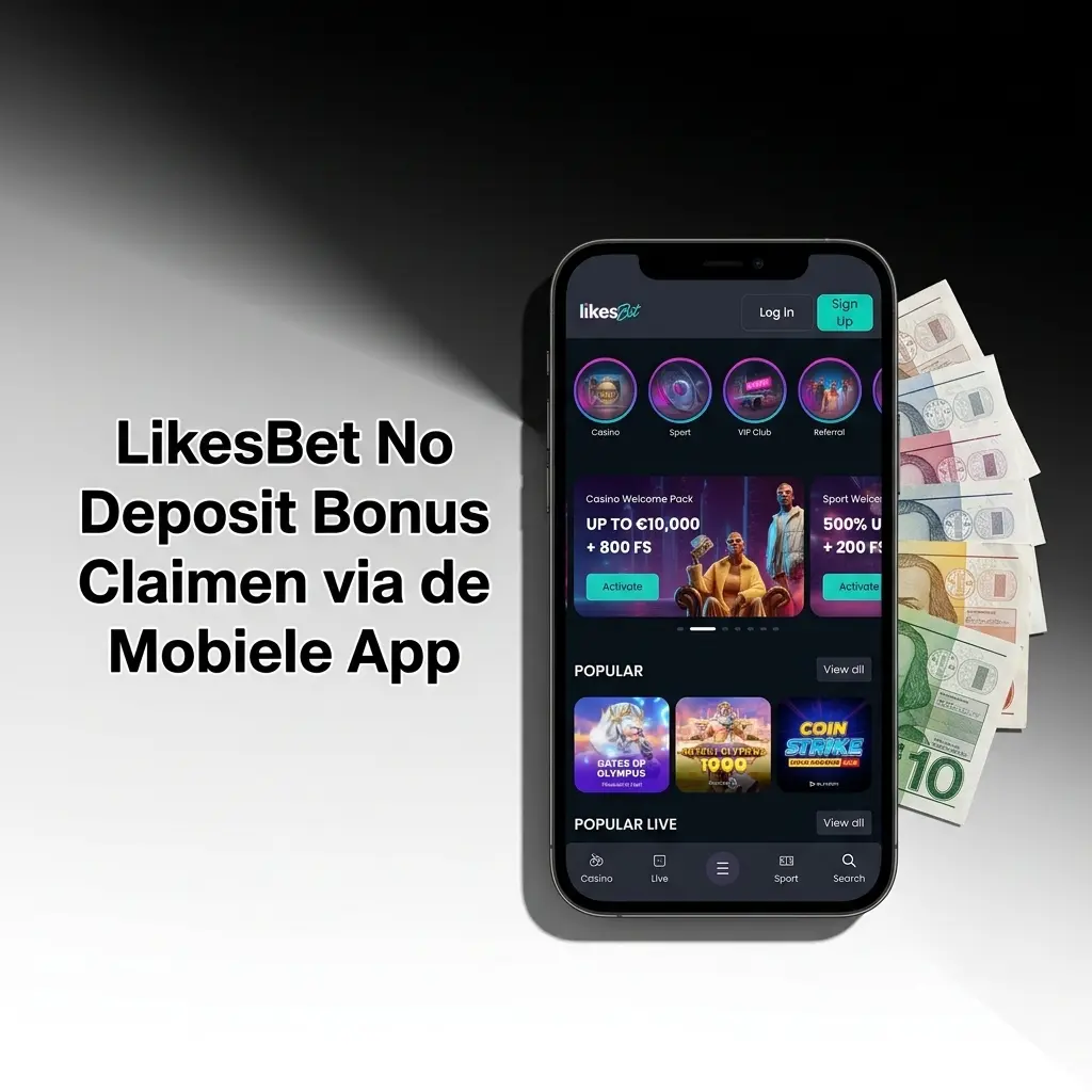 LikesBet mobiele app bonus scherm