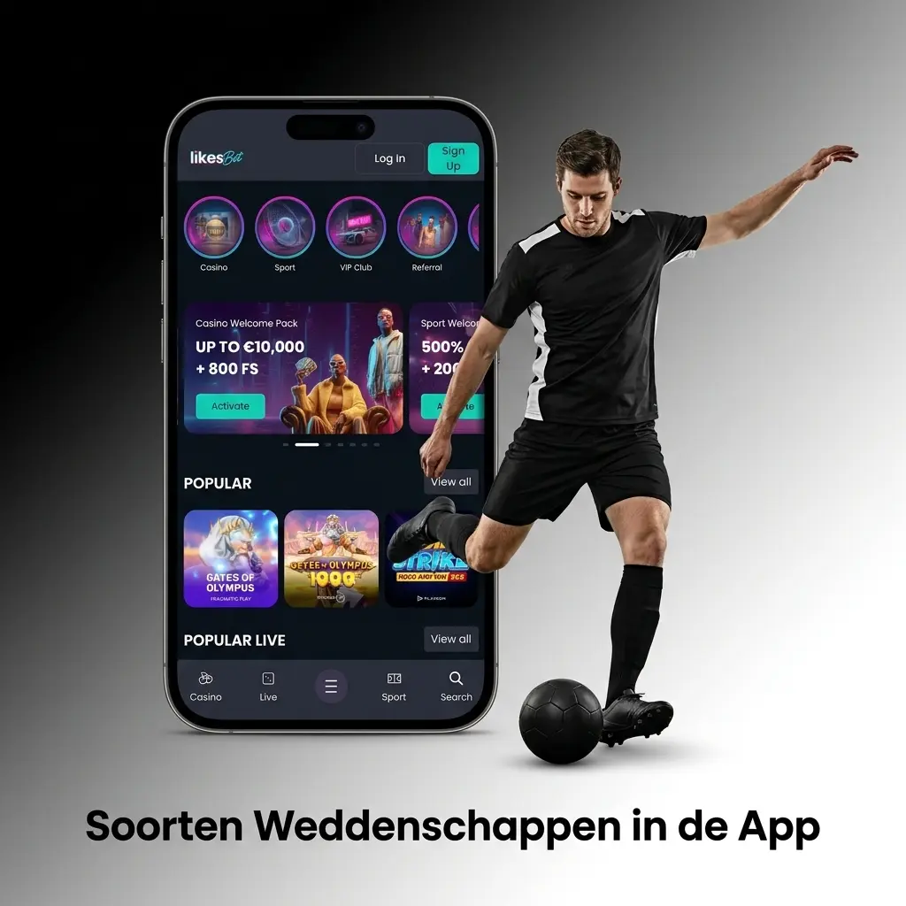 Verschillende soorten weddenschappen in de app